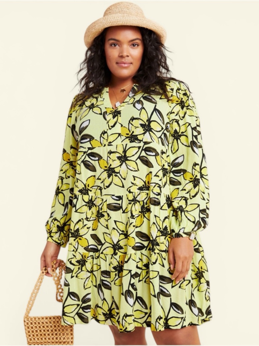 Anthropologie Maeve Citrus Yellow Amber Tiered Dress, Size L, MSRP $148